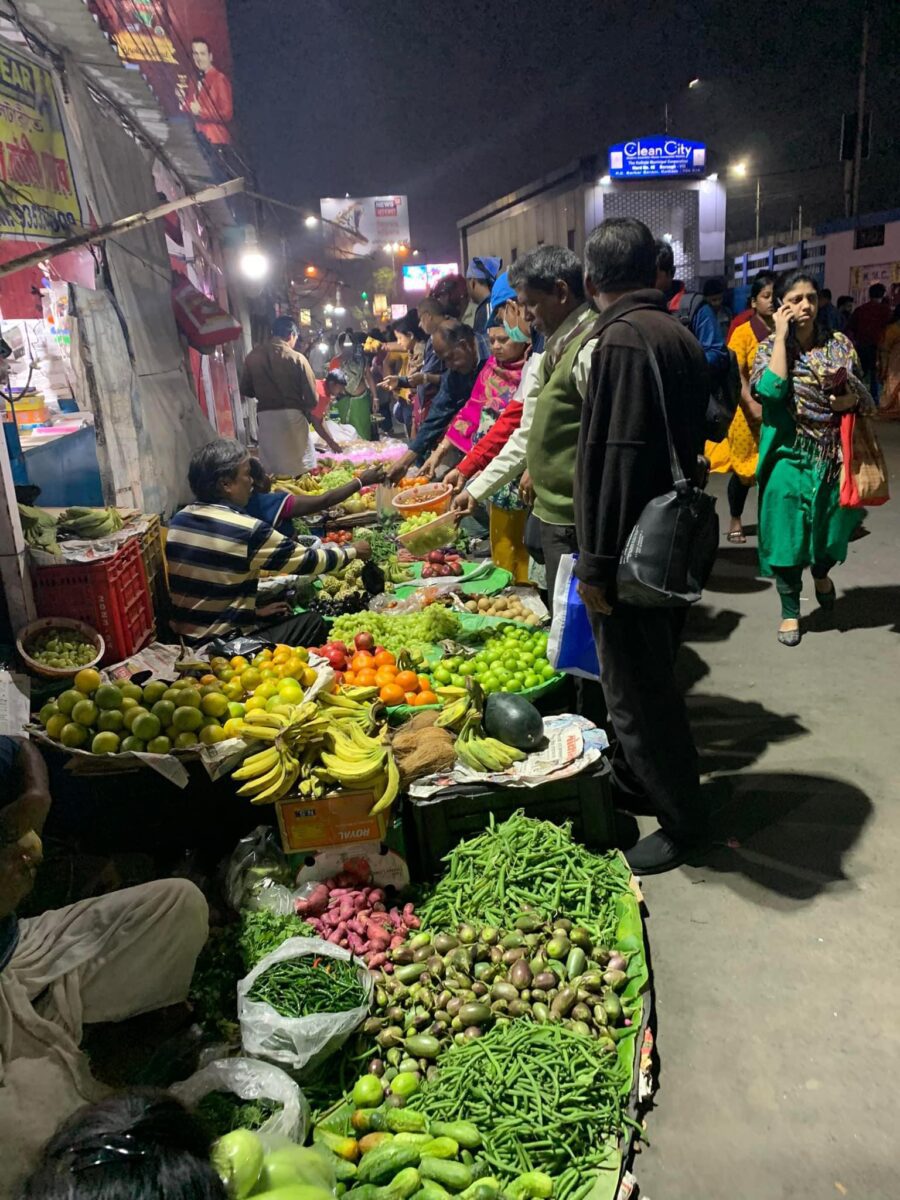 Street vegetable and fruit stand in India